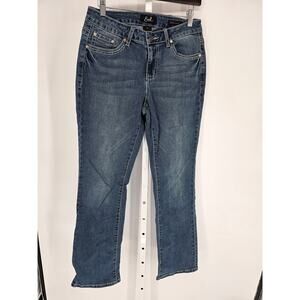 Earl Jeans Womens Sz 10 Slim Bootcut Blue Jeans Embellished Flap Pocket